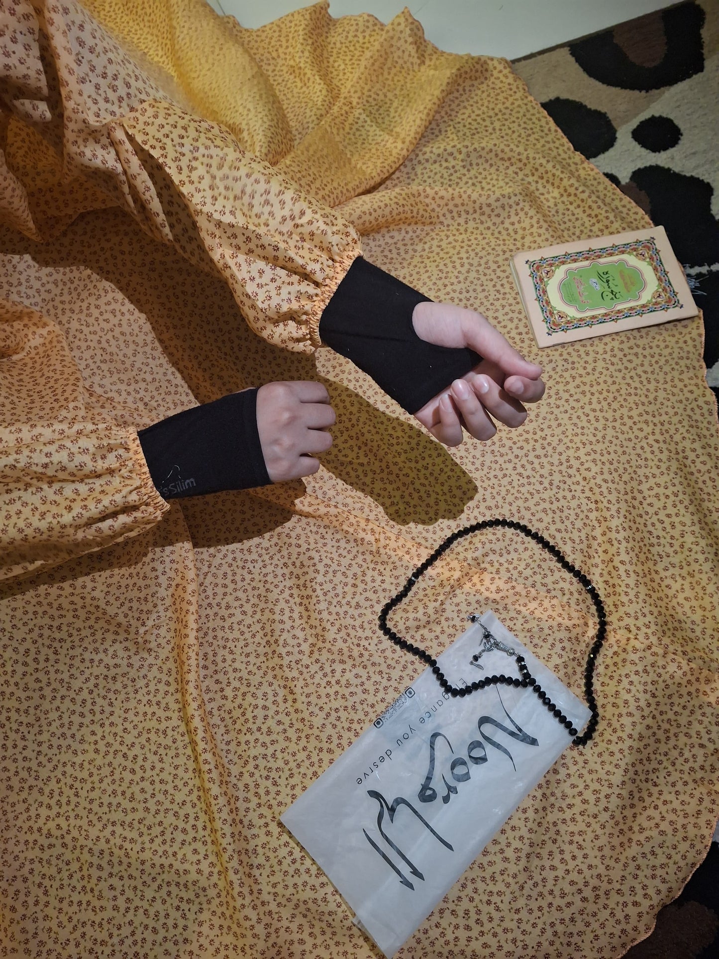Adult Namaz Chadar - Printed Orange Yellow
