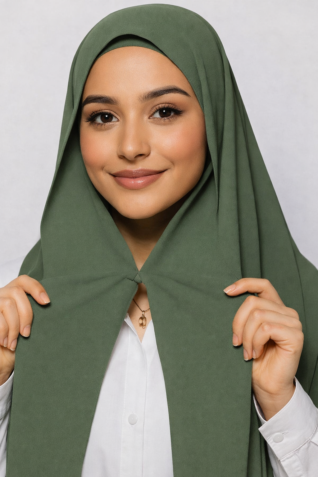 Moss Green — Instant Chiffon Hijab with Built-in Magnets