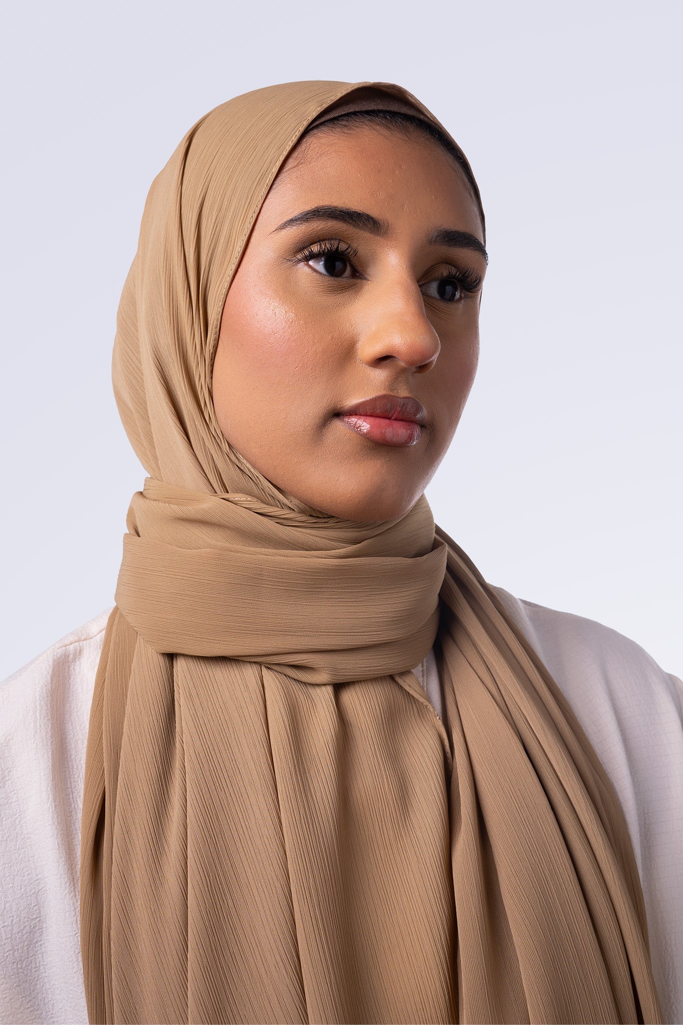 Crinkle Chiffon Hijab - Sand Brown