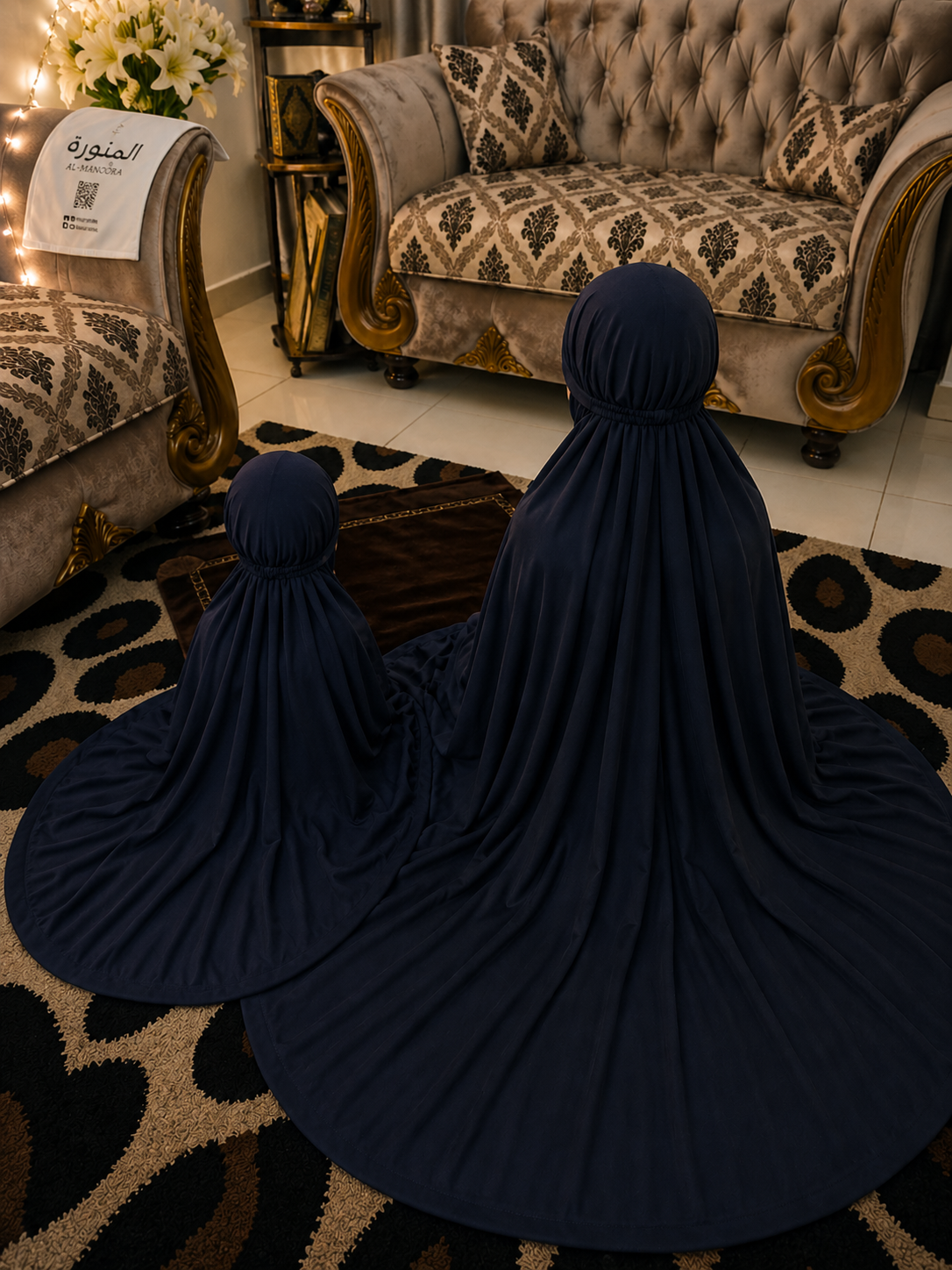 Mother & Daughter Namaz Chadar Set – Navy