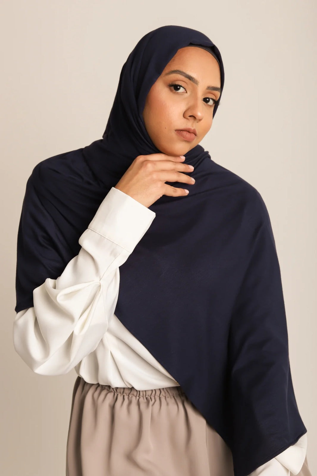 Premium instant Jersey Hijab - Navy