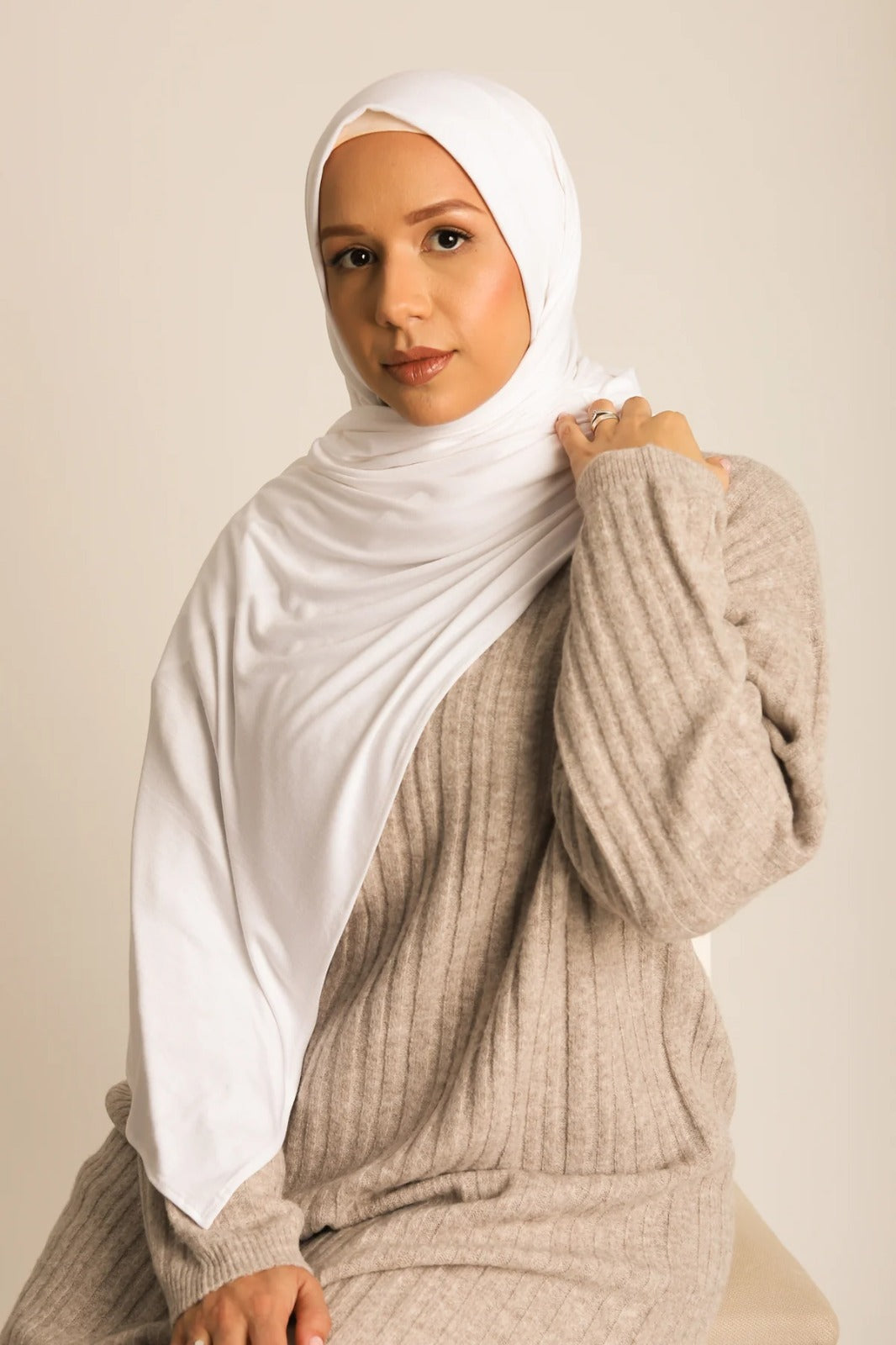 Instant Jersey Hijab - White