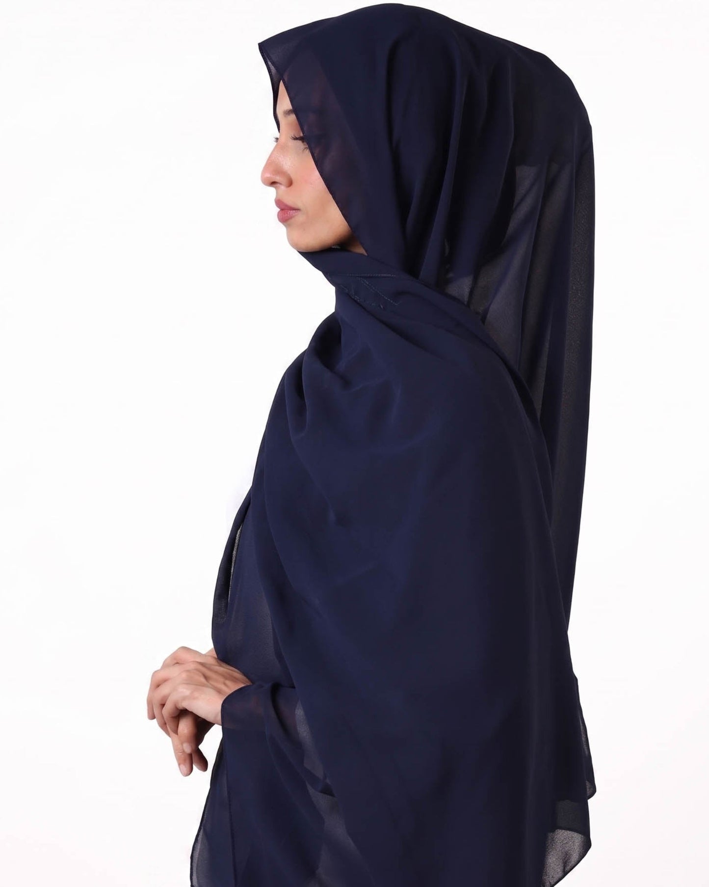 Midnight Ocean-Instant Chiffon Hijab with Built-in Magnets
