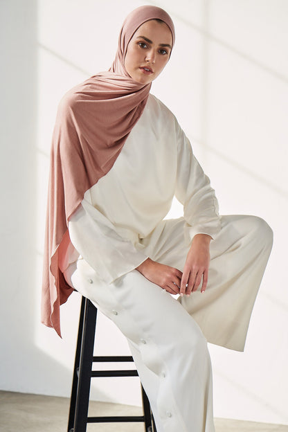 Premium instant jersey Hijab - Rose Quartz
