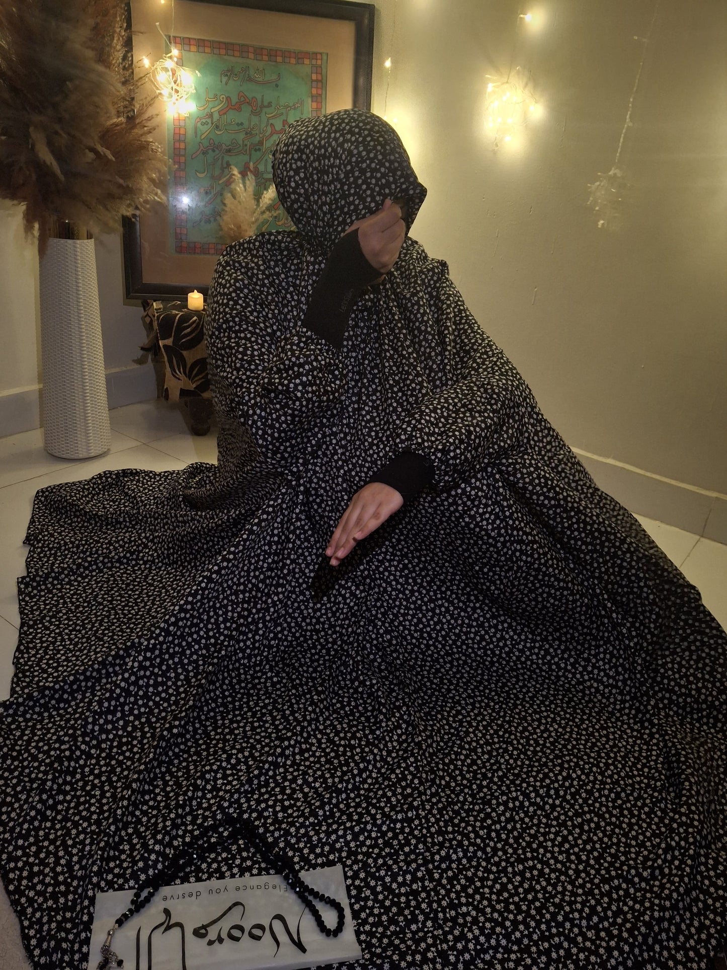 Adult Namaz Chadar - Printed black