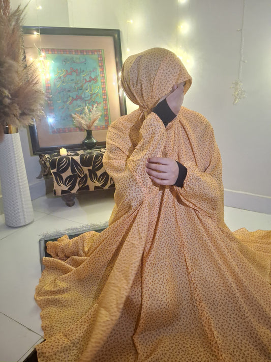 Adult Namaz Chadar - Printed Orange Yellow