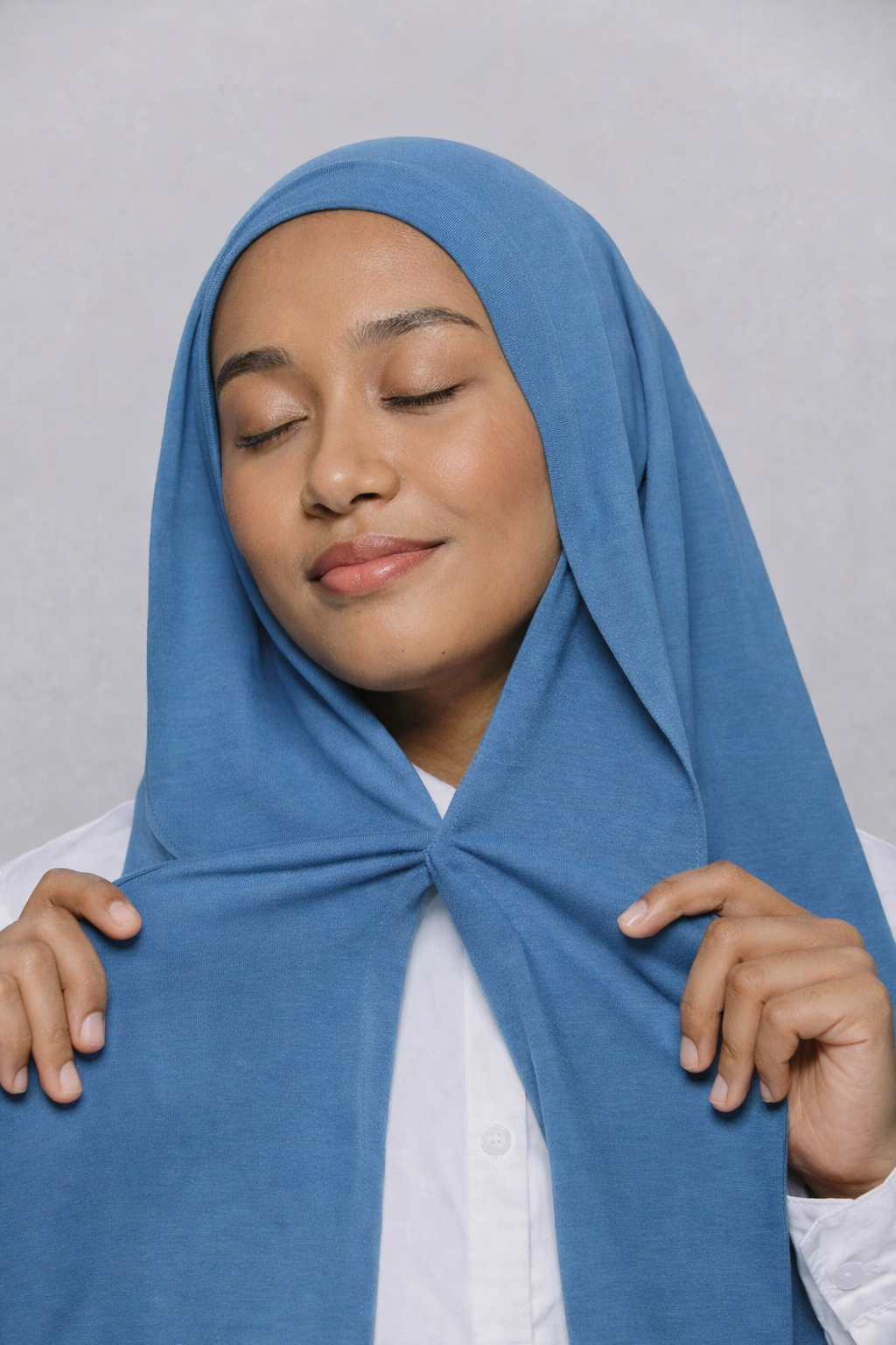 Premium instant Jersey Hijab - French Blue