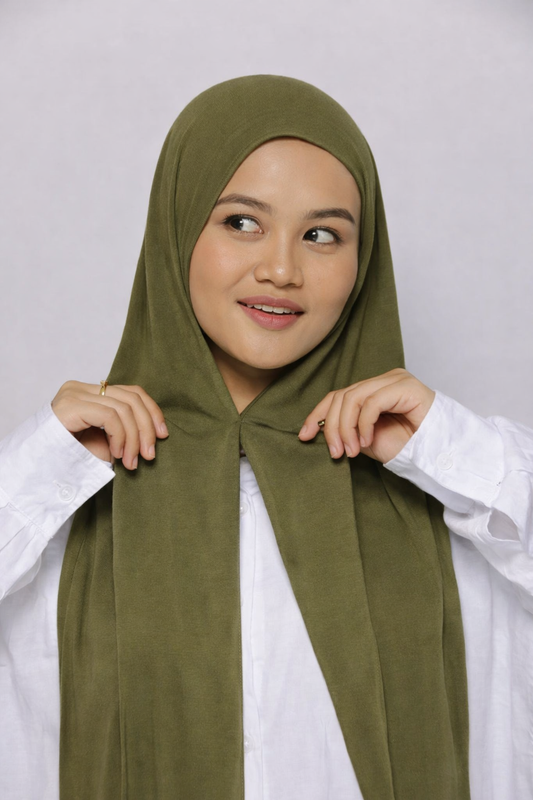 Premium instant jersey hijab - Dark Olive