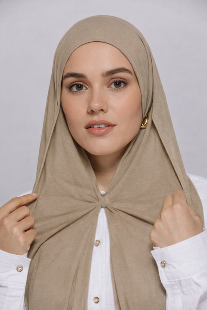 Premium instant Jersey Hijab - Khaki