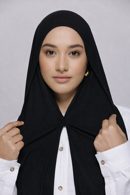 Premium instant jersey Hijab - Jet Black