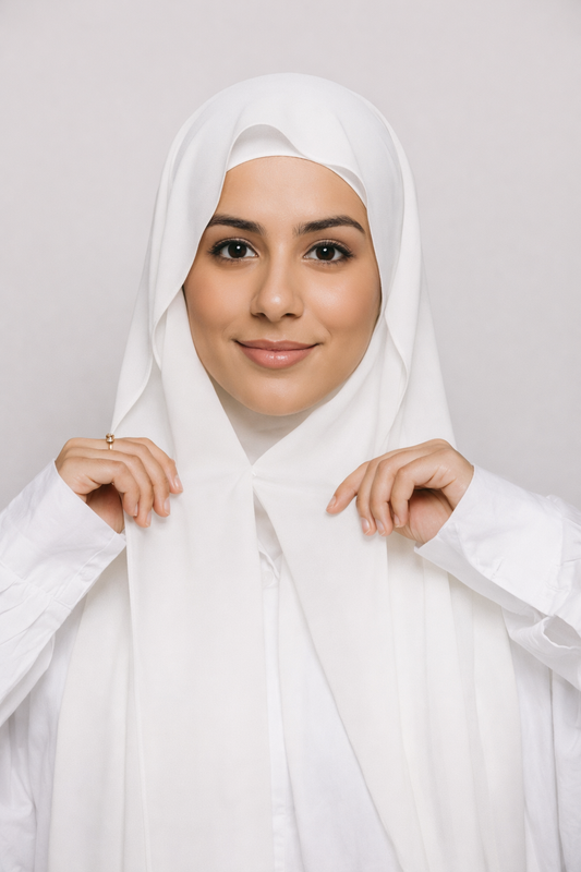 White — Instant Chiffon Hijab with Built-in Magnets