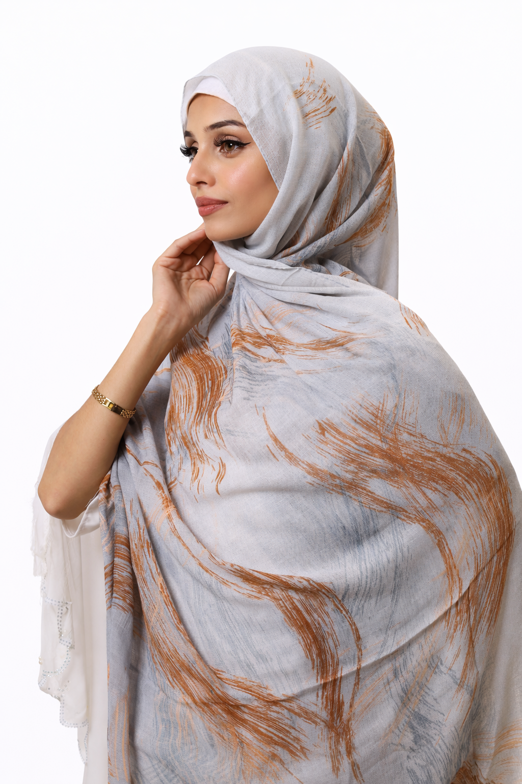 Printed Turkish Modal Hijab - Light Blue