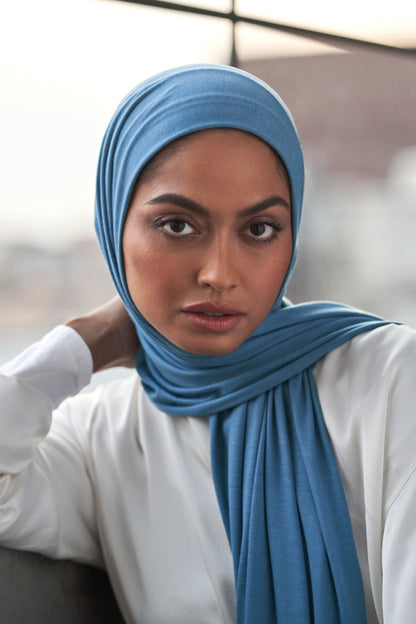 Premium Jersey Hijab - French Blue