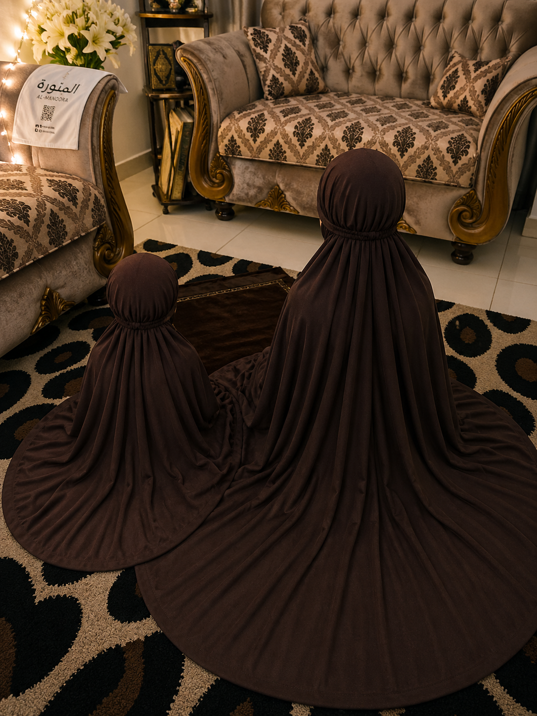 Mother & Daughter Namaz Chadar Set – Brown