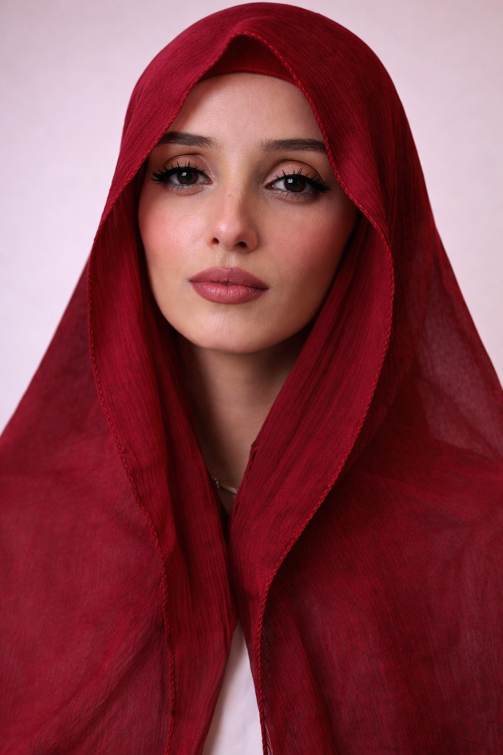 Burgundy—Instant Shinny Crinkle Chiffon Hijab with Built-in Magnets