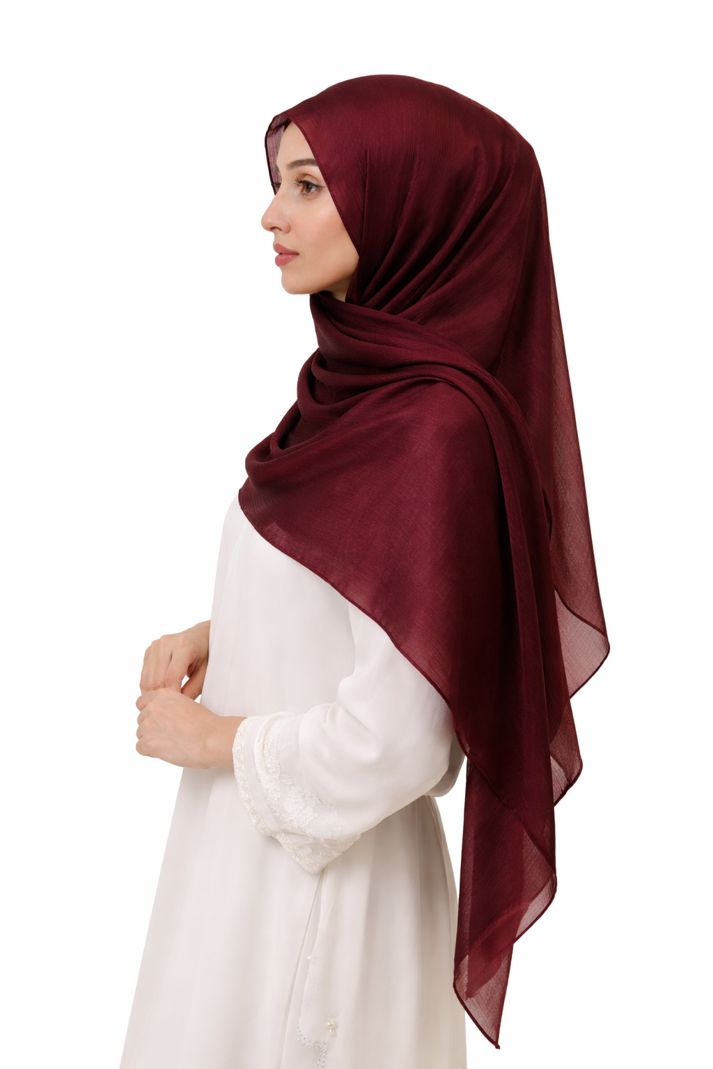Cocao —Instant Shinny Crinkle Chiffon Hijab with Built-in Magnets