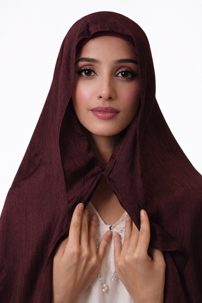 Cocao —Instant Shinny Crinkle Chiffon Hijab with Built-in Magnets
