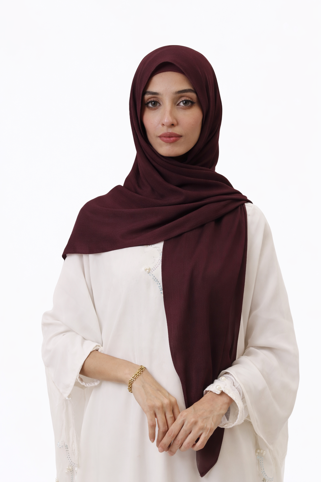 Cocao —Instant Shinny Crinkle Chiffon Hijab with Built-in Magnets