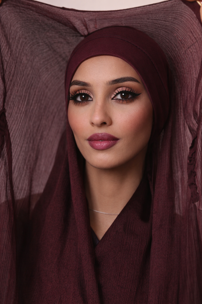 Cocao —Instant Shinny Crinkle Chiffon Hijab with Built-in Magnets