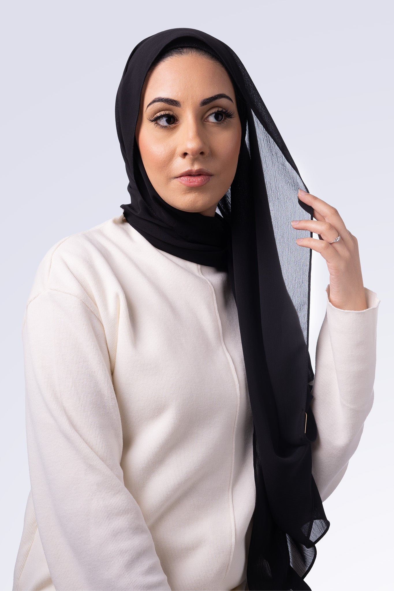 Crinkle Chiffon Hijab - Jet Black