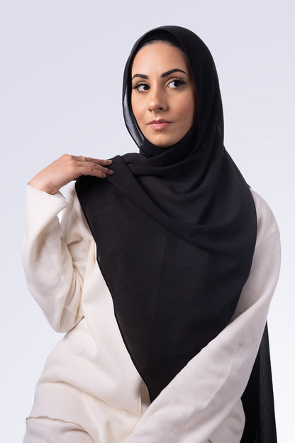 Crinkle Chiffon Hijab - Jet Black