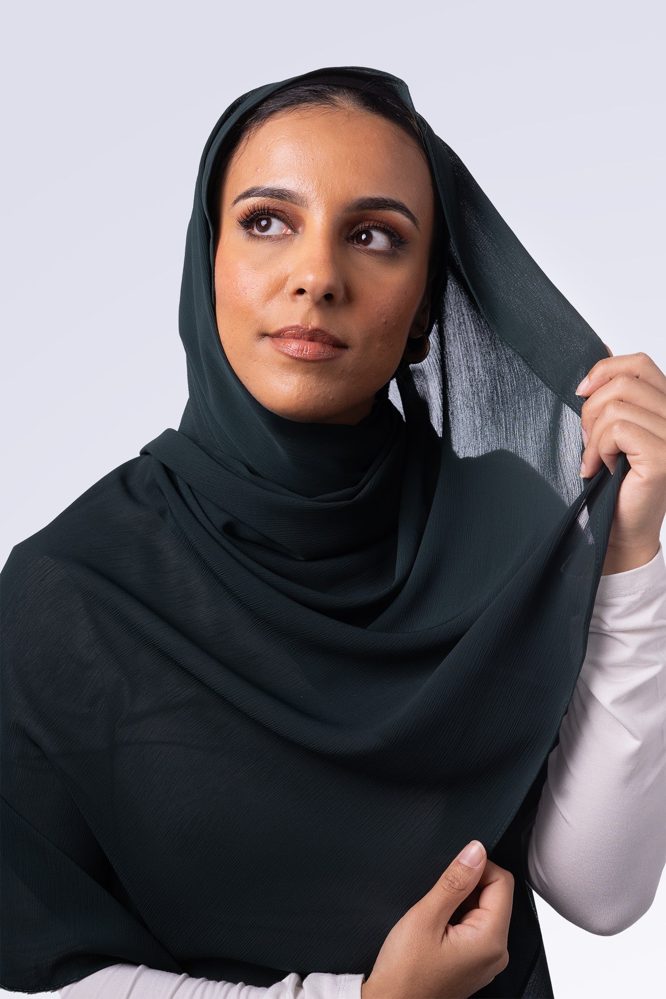 Crinkle Chiffon Hijab - Forest Green