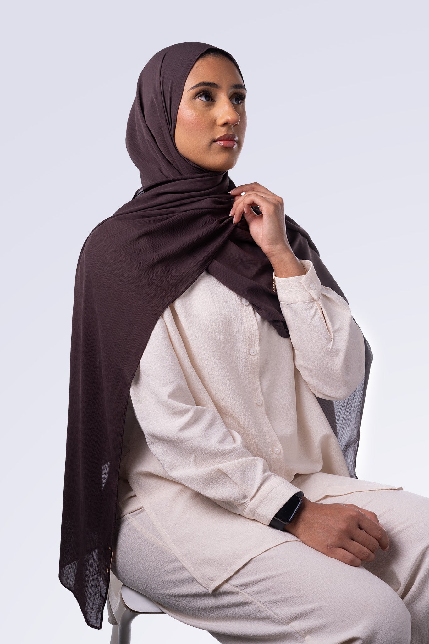 Crinkle Chiffon Hijab - Espresso Brown