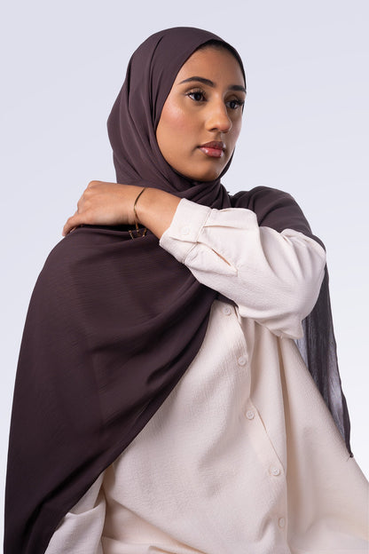Crinkle Chiffon Hijab - Espresso Brown