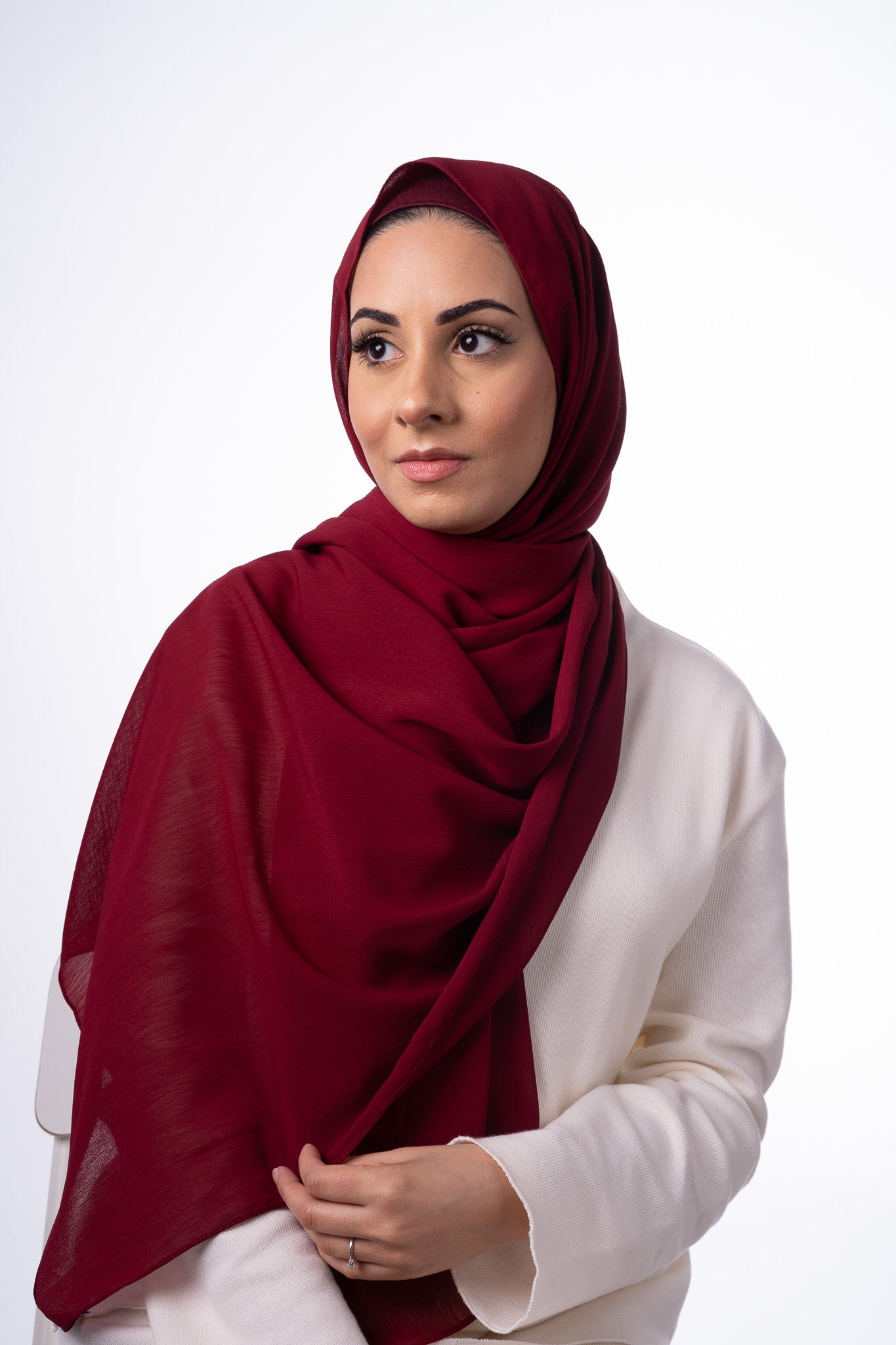 Crinkle Chiffon Hijab - Maroon