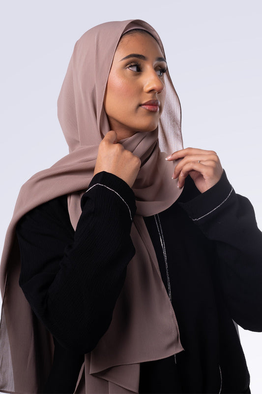 Crinkle Chiffon Hijab - Deep Taupe
