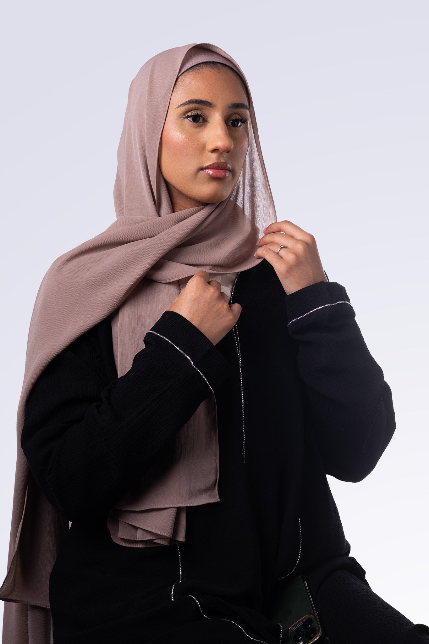 Crinkle Chiffon Hijab - Deep Taupe