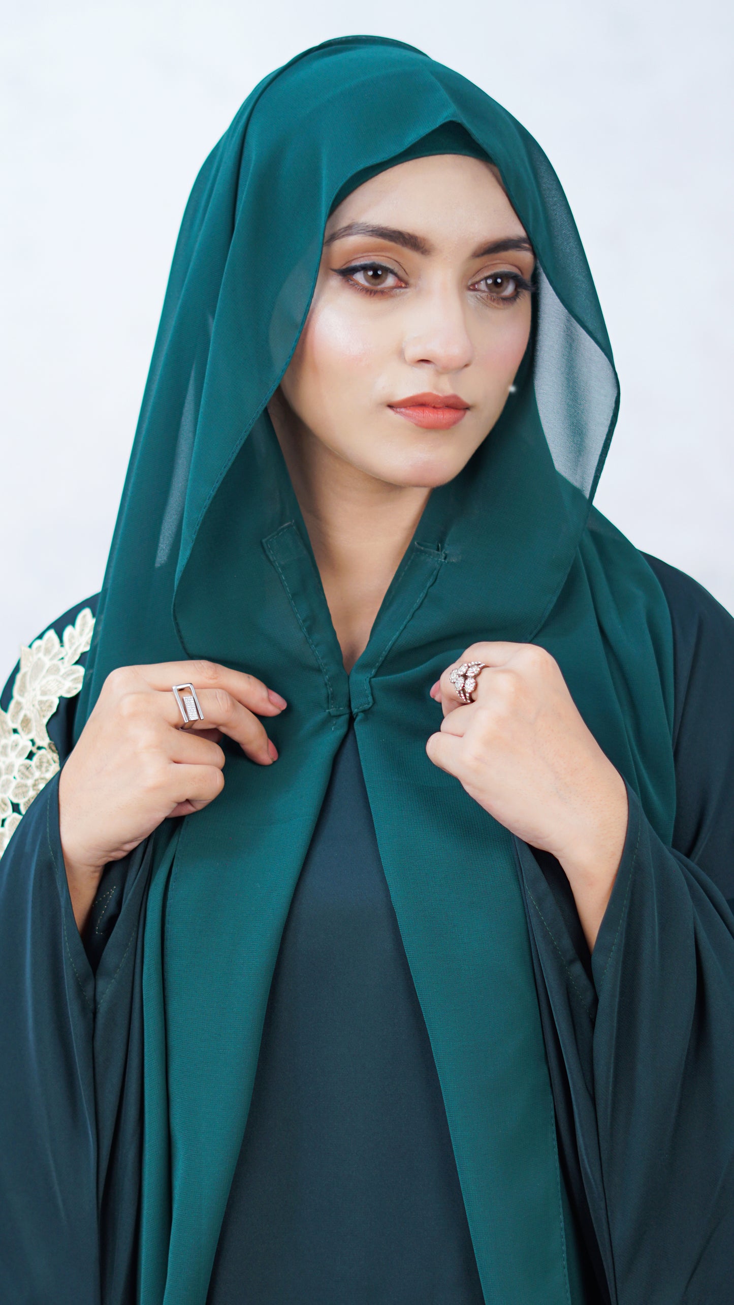 Dark Green  — Instant Chiffon Hijab with Built-in Magnets