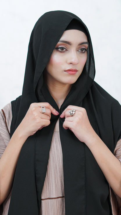 Black— Instant Chiffon Hijab with Built-in Magnets