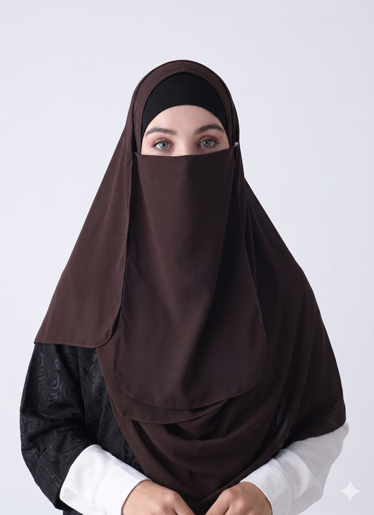 Double Loop Hijab With Plain Niqab - Clove