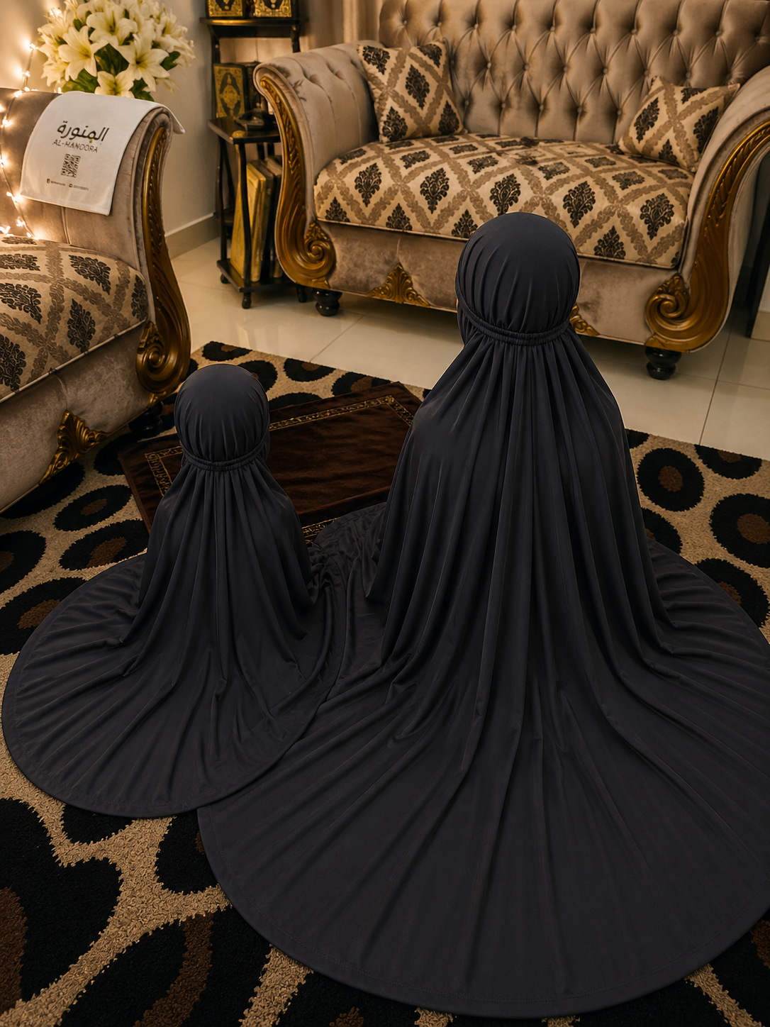 Mother & Daughter Namaz Chadar Set – Grey