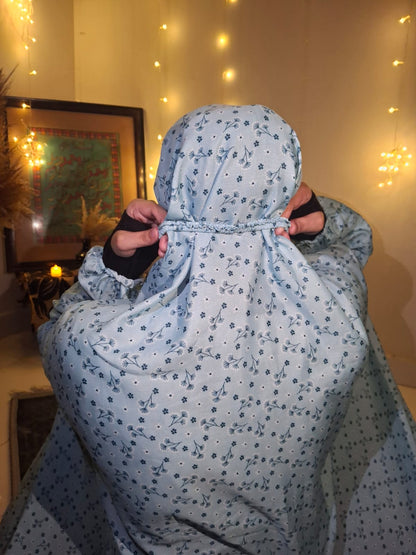 Adult Namaz Chadar - Printed Sky Blue