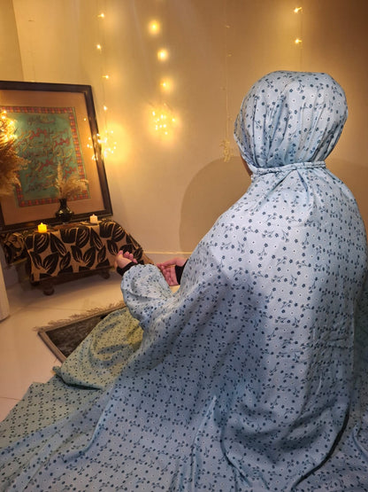 Adult Namaz Chadar - Printed Sky Blue