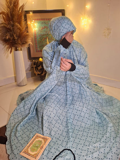 Adult Namaz Chadar - Printed Sky Blue