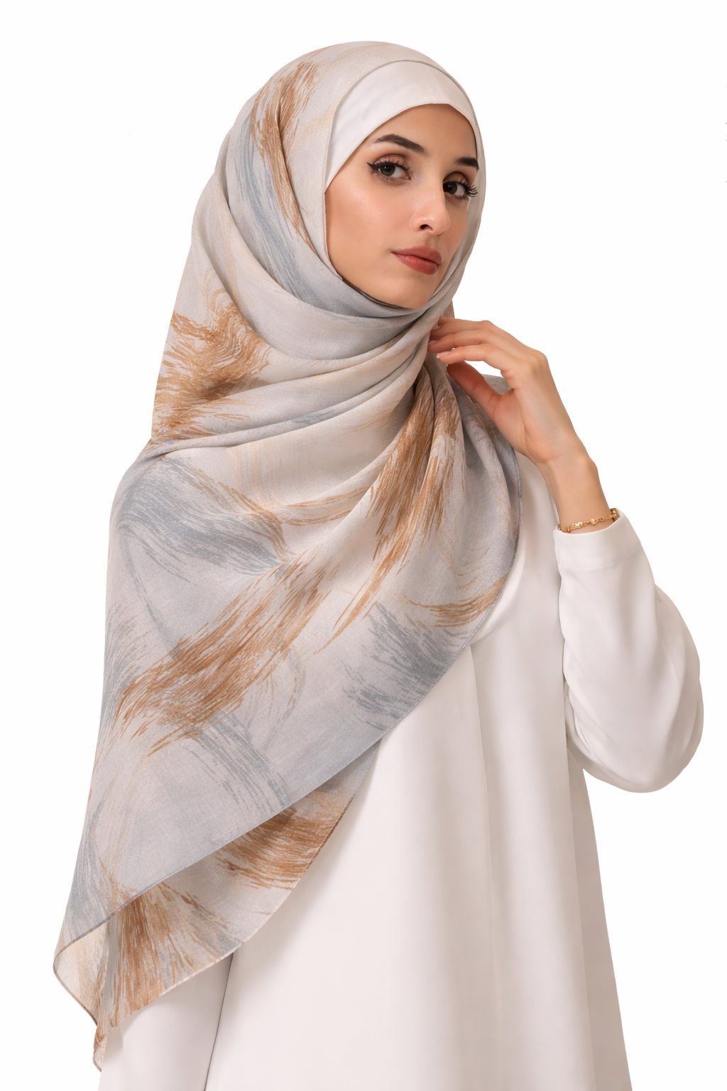 Printed Turkish Modal Hijab - Light Blue