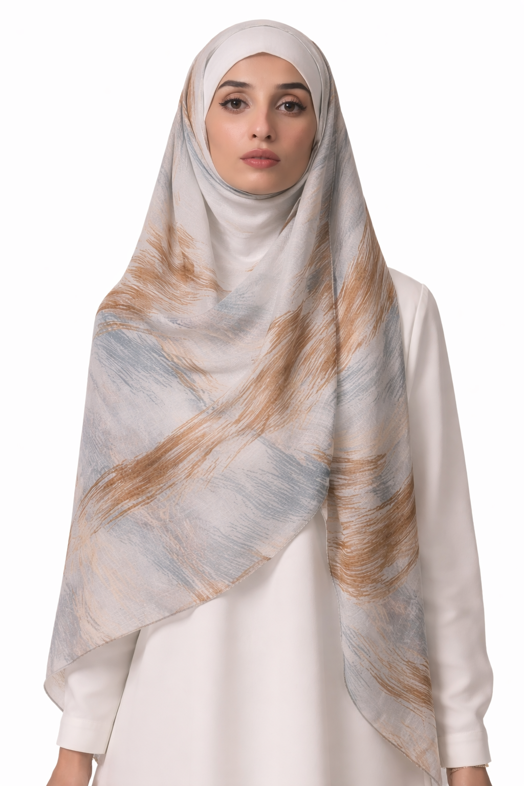 Printed Turkish Modal Hijab - Light Blue