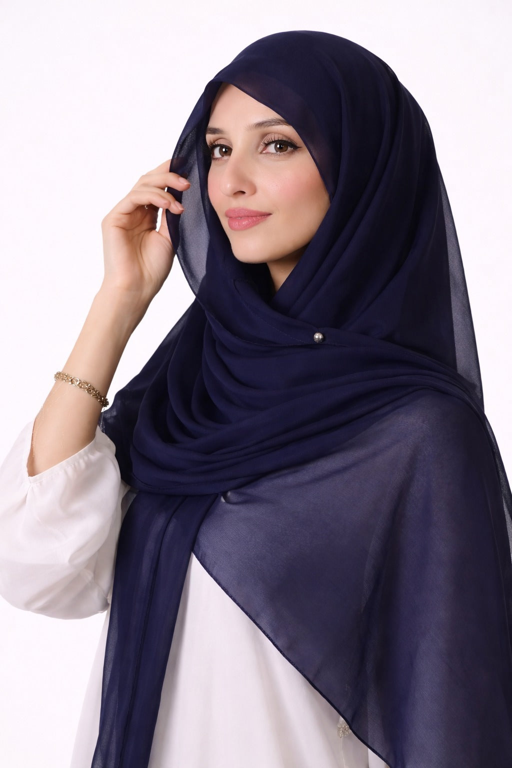 Midnight Ocean-Instant Chiffon Hijab with Built-in Magnets