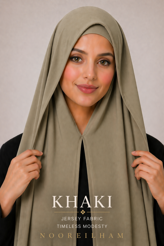 Premium instant Jersey Hijab - Khaki