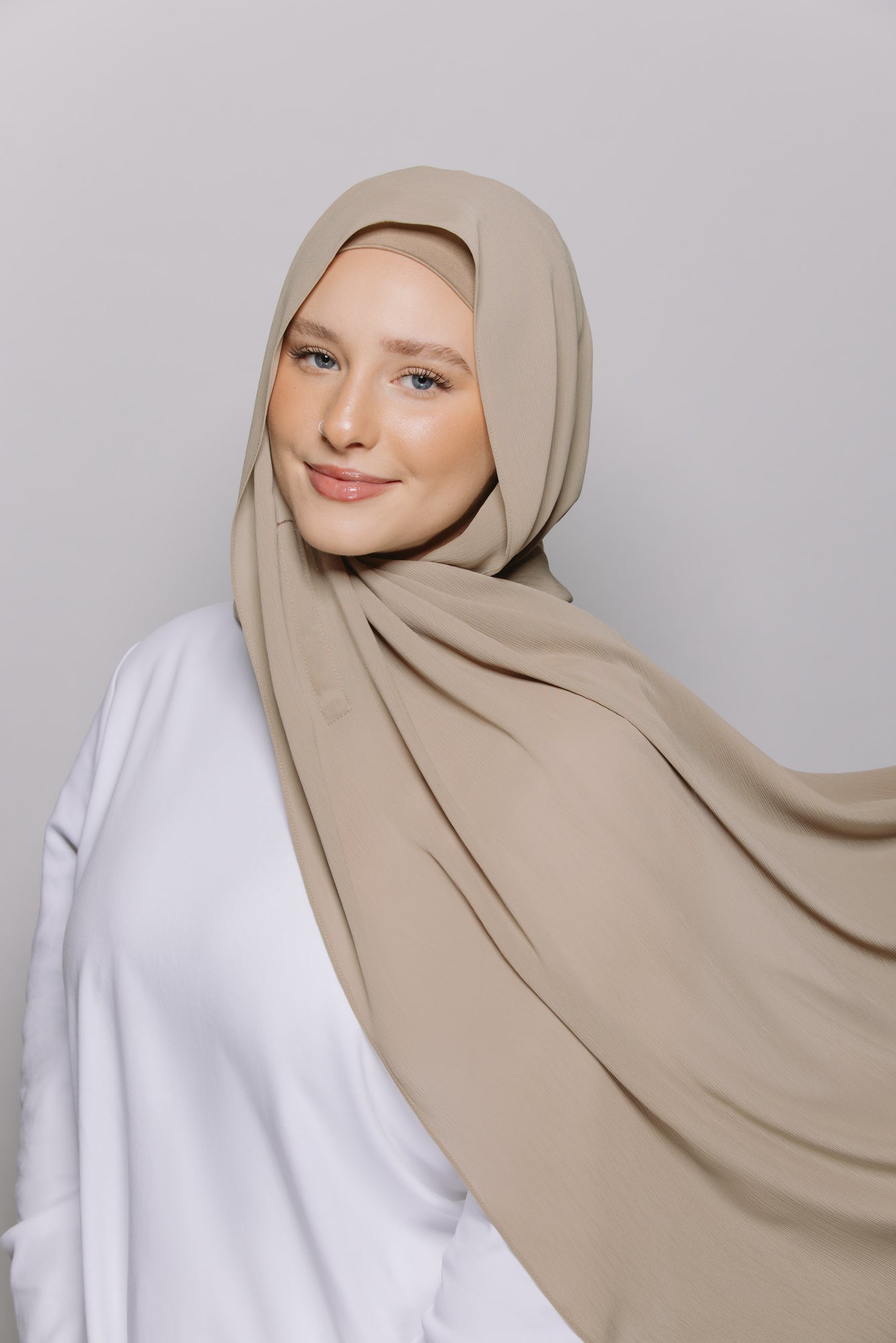 Latte — Instant Crinkle Chiffon Hijab with Built-in Magnets