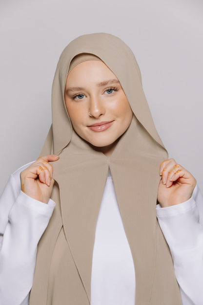 Latte — Instant Crinkle Chiffon Hijab with Built-in Magnets