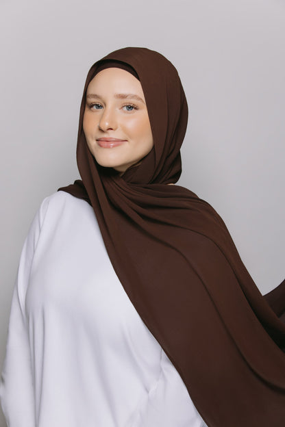Cocoa — Instant Crinkle Chiffon Hijab with Built-in Magnets