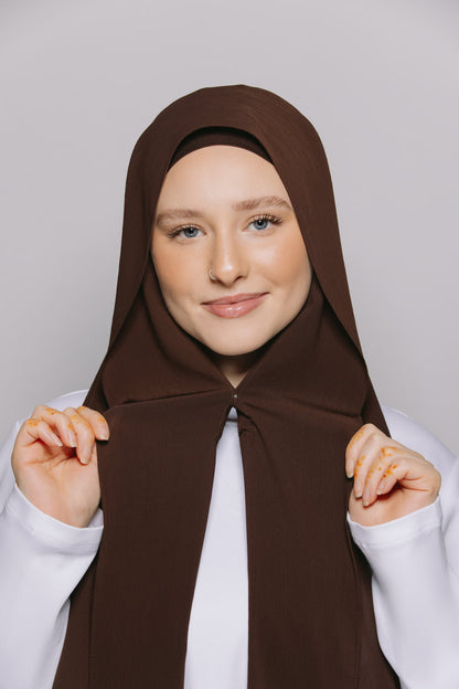 Cocoa — Instant Crinkle Chiffon Hijab with Built-in Magnets