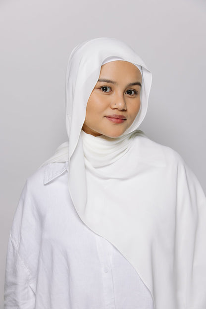 White  — Instant Chiffon Hijab with Built-in Magnets