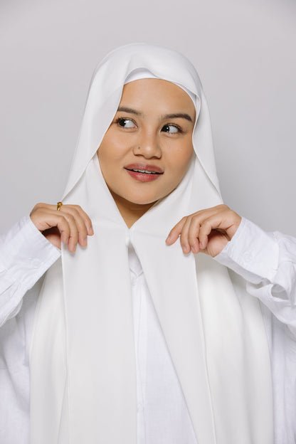 White  — Instant Chiffon Hijab with Built-in Magnets