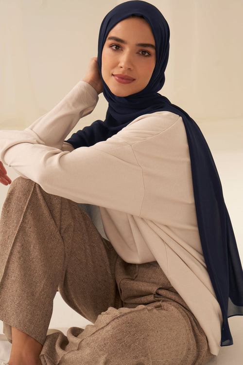 Everyday Chiffon Hijab - Navy