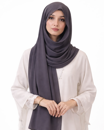 Smoky Lilac— Instant Chiffon Hijab with Built-in Magnets
